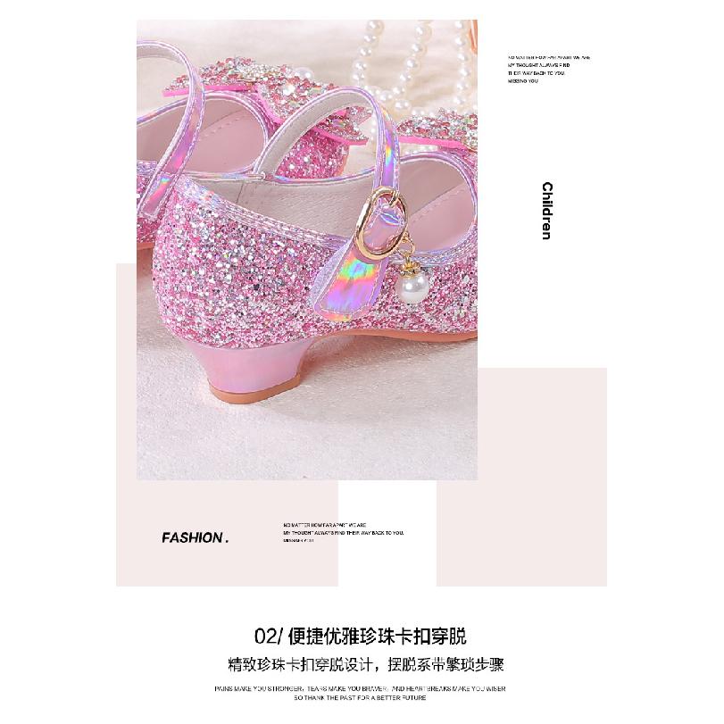 Mädchen Prinzessin High Heels 2026 Neue Frühjahrs- und Herbstkollektion Schleife Strass Steine Kleines Mädchen Auftritt Show Kleiderschuhe
