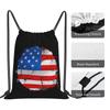 USA America American Flag Backpacks Portable Drawstring Bags Sports Bag Book Bags for Travel Students
