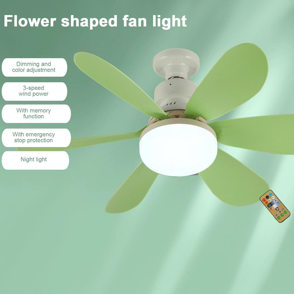 E27 Fan Lamp Tri-color Dimming Home Bedroom Kids Study Room Living Room Fan Lamp Infinitely