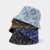 Vintage Western Jazz Washed Denim Outdoor Fringed Sun Hat Wide Brim Outdoor Beach Fisherman's Hat Bucket Hats