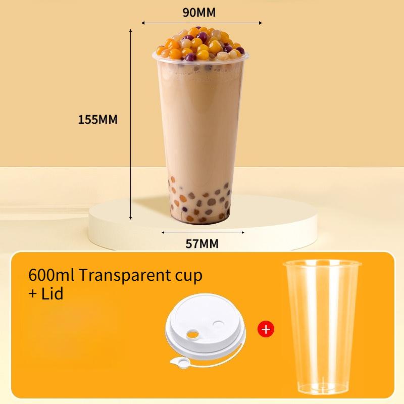 90mm Mouth Commercial PP Injection Cups  Disposable Milk Tea Cups with Lids Thickened High Transparent Plastic Drink CupsLarge Caliber Straws