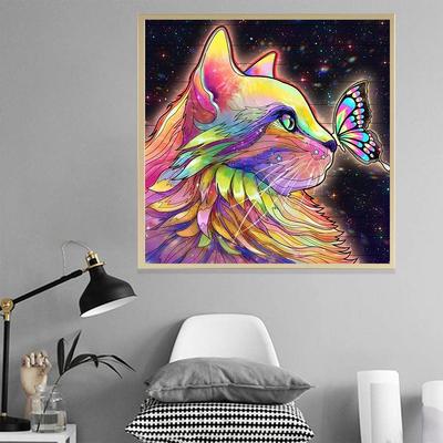 5D-Diamantgemälde zum Selbermachen, bunte Katze, Diamant-Stickerei, komplettes Lay-Anime-Kreuzstich-Set, Heimdekoration, handgefertigtes Geschenk
