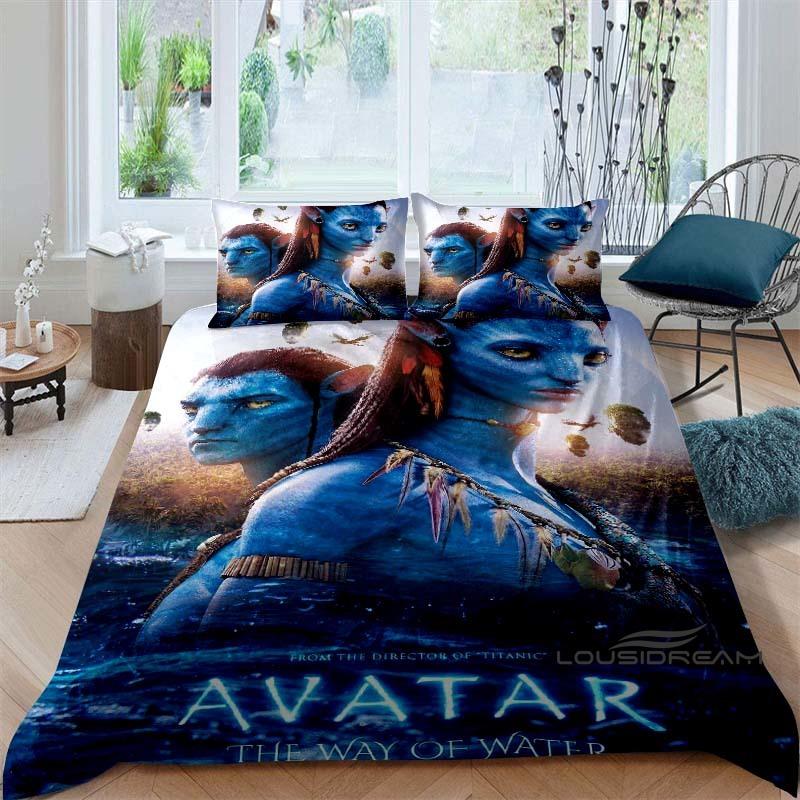 The Avatar: The Way of Water Print Bedding Set Includes 1 Duvet Cover and 2 Pillowcases, Offering Luxurious Comfort.