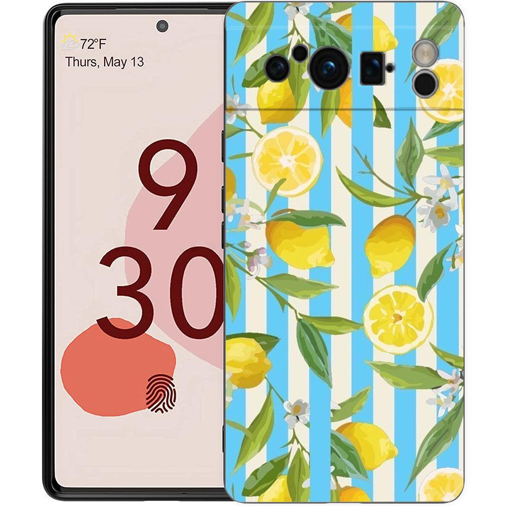 

Retro Fruit lemon Phone Case For Google Pixel 9 8 7 6 Pro XL 8A 6A 7A 5G Soft Shockproof TPU Black Cover Pixel 6 Pro