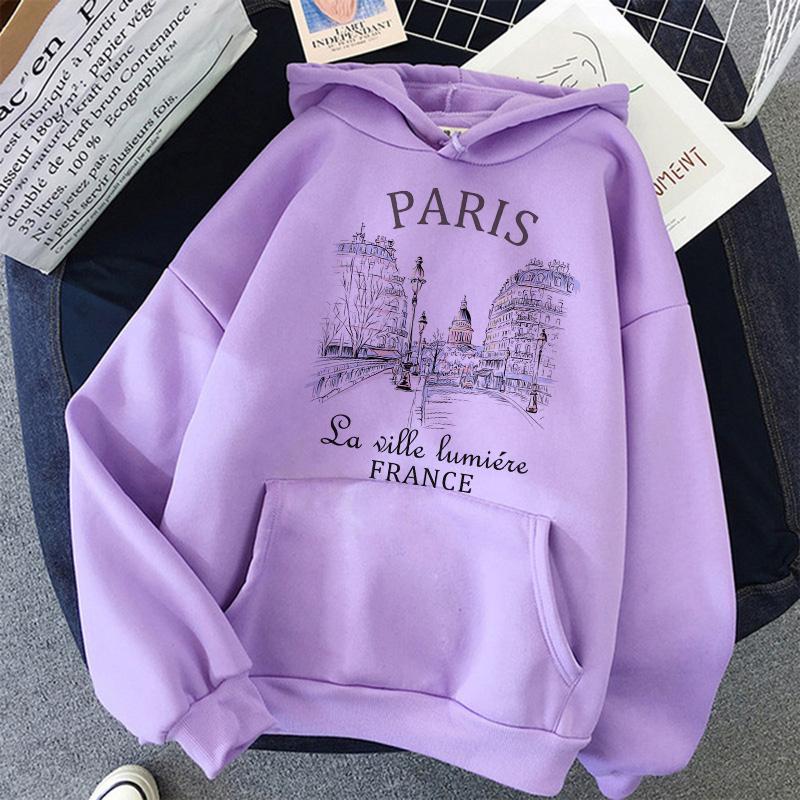 Fashion Bonjour Paris Text Print Hoodies 2025 Casual Vintge Y2k Sweatshirts Clothes Women Men Graphic Gothic Pullovers Hooded