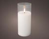 LED candle in glass, decorative, white, 17.5 cm