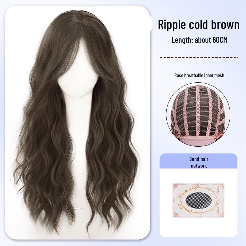 Women's Long Wavy Wig - Natural Fall/Winter Look, Middle Part, Full Coverage