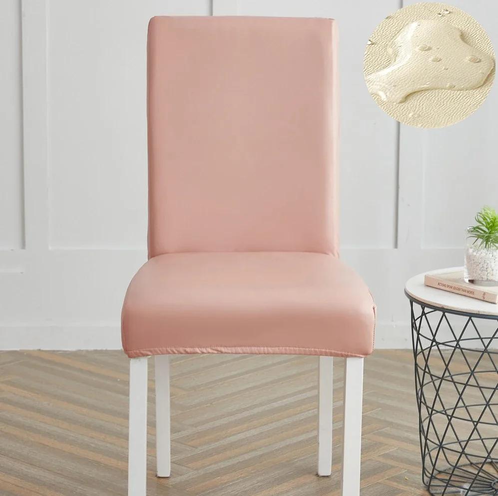 Chair Covers Waterproof for Dining Chair PU Slipcover Prevent Oil Stain, Stretch dustproof Protector Kitchen Chair cover