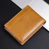 Leather Men's Wallet Oil Wax Leather Dollar Wallet RFID Anti-RFID Cowhide Change Bag Card Holder