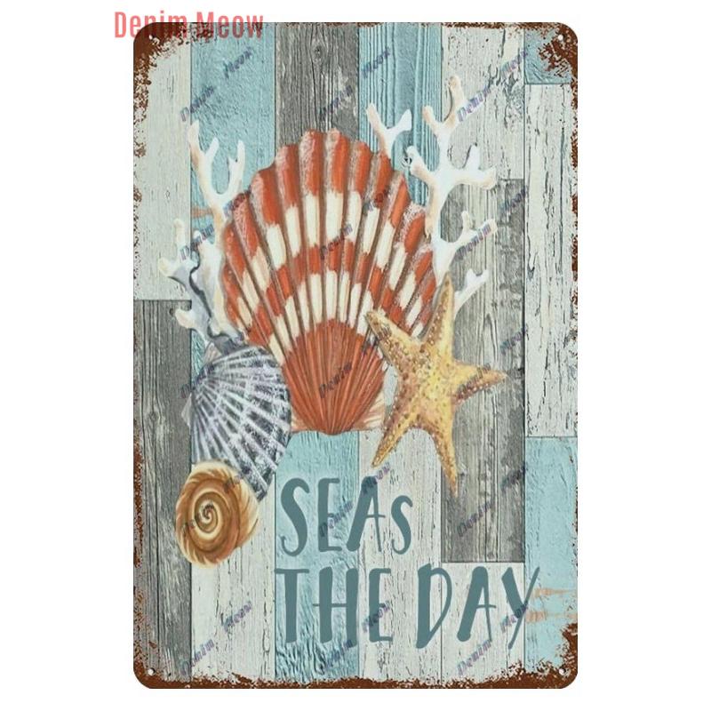 Vintage Sea Turtle Decor, Sea Snail, Metal Tin Sign, Nautical Beach Ocean Theme, Retro Seaside Underwater Summer Plates, WY283