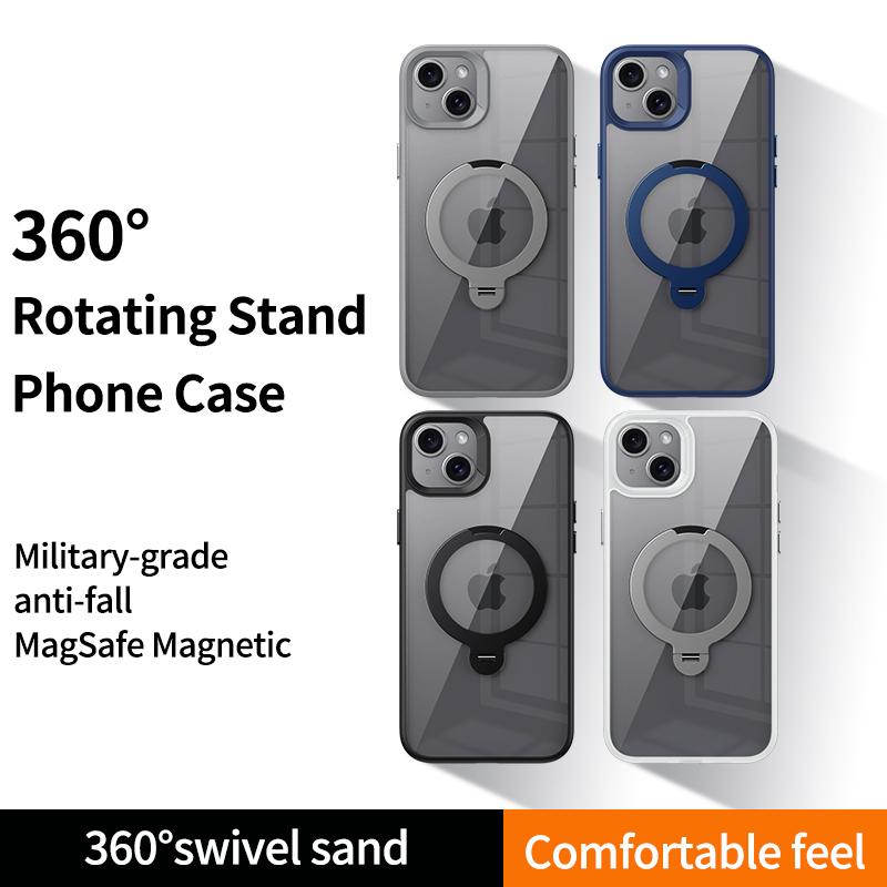 For iPhone 15 Case Compatible with MagSafe TPU+Acrylic Kickstand Clear Phone Cover