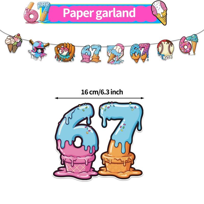 Decorațiune pentru a 67-a Zi de Naștere Șase Șapte Balon Zi de Naștere Topper Tort Steag Decorativ Ochelari de Zi de Naștere Steag de Tras Foaie de Duș pentru Bebeluși