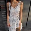 Summer New Sexy Lace Strap Sheer Dress With A Stylish Ruffle A-Line Skirt For Women