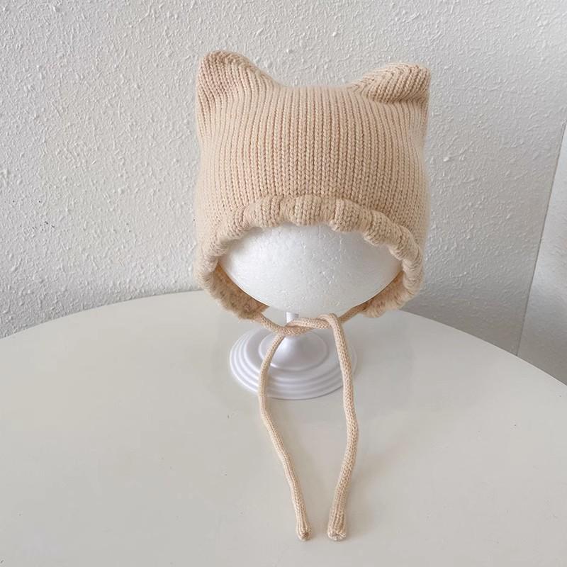 Baby Cat Ear Wool Knit Hat for Spring & Autumn – Soft, Warm Earflap Design for Infants and Toddlers