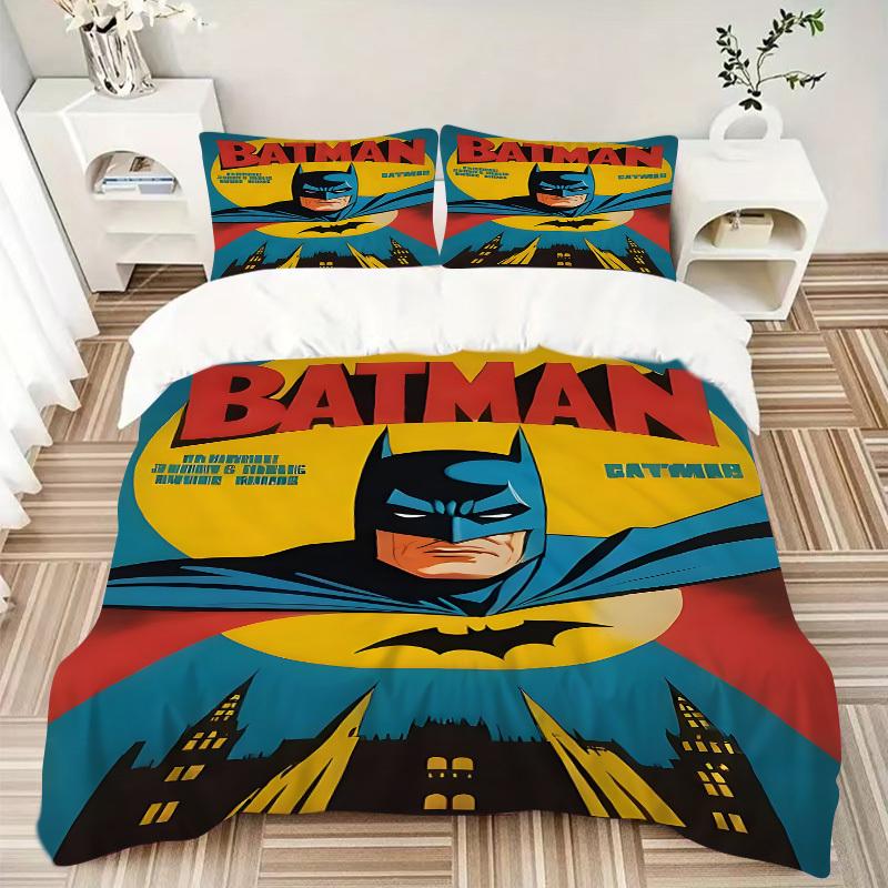 3pcs Cartoon Gotham Bedding Set, Duvet Cover and Pillowcases Machine Washable Seasons all suitable, Design for Bedroom (No Filling)303