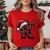 Christmas Alphabet Printed T-Shirt for Women Unisex Fashion Trendy Funny Casual Tops Santa Hat, Reindeer Graphic Tshirt T Shirt