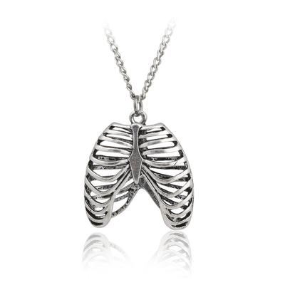 Fashion Gothic Vinage Rib Cage Necklace Anatomical Skeleton Heart Goth Punk Unique Retro Pendant Necklace Jewelry for Men/women