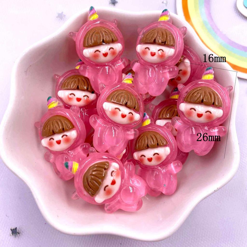 Colorful Resin Glitter Kawaii Giraffe Bear Puppy Girl Flatback Cartoon Animal Figurine Scrapbook 10pcs DIY Accessory Decor Craft