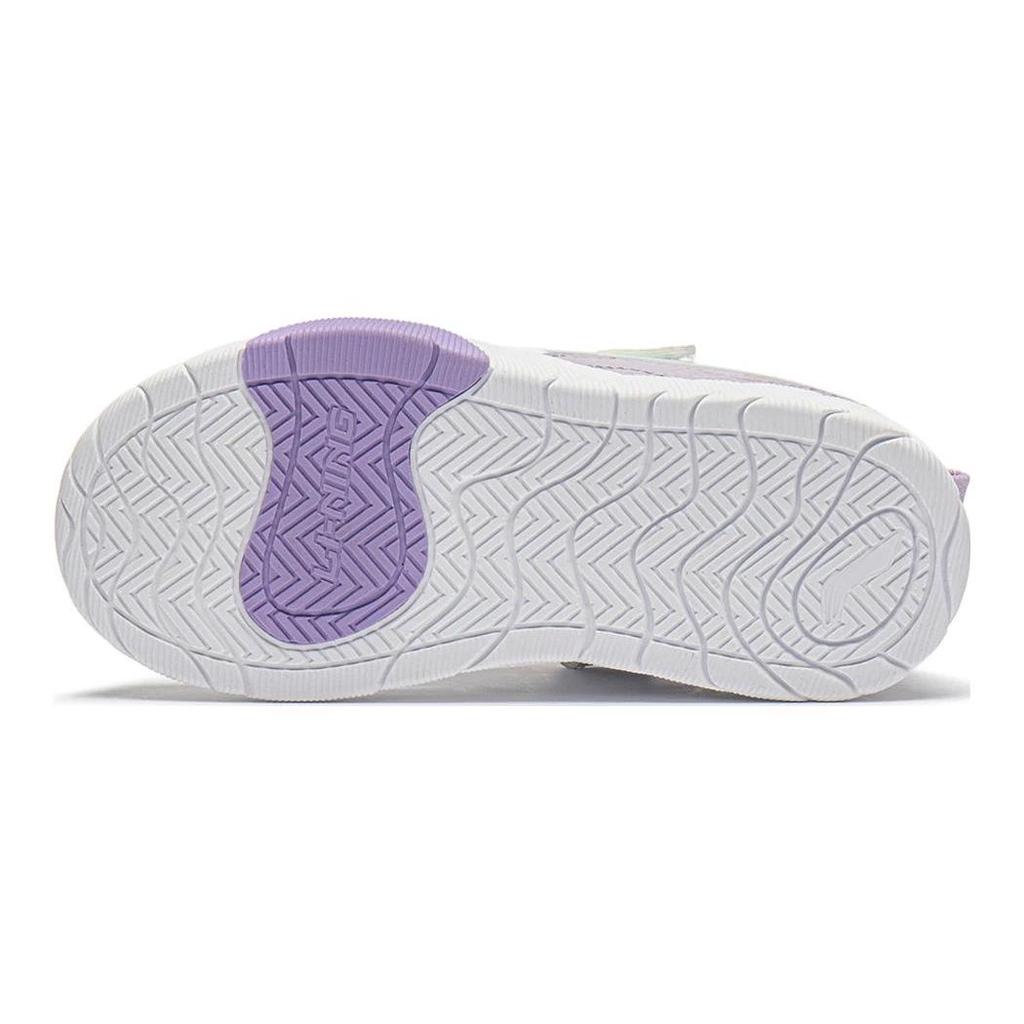 Li Ning Kids Round Toe Velcro Shock Absorbing Wear Resistant Low Top Skate Shoes Kids Skate Shoes White Purple YKNU022-2