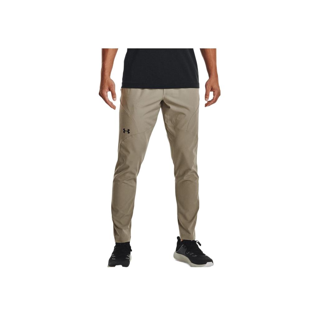 Under Armour Small Logo Print Elastic Waist Casual Straight Leg Pants Men Pants Khaki 1352028-037