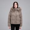 Winter fur collar hooded short cotton clothes women's loose drawstring waist bread clothes thickened warm cotton clothes