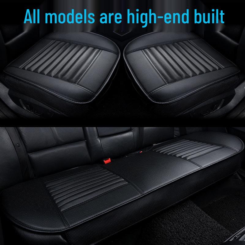 Bamboo Charcoal Leather Car Seat Cushion Set, Three-Piece, No Backrest, All-Season Interior Kit