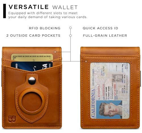 SERMAN BRANDS Portafoglio con Fermasoldi - Portafoglio da Uomo Sottile per Tasca Anteriore Porta Carte con Blocco RFID Bifold Mini Minimalista, 4,3 x 3,1 x 0,6 pollici