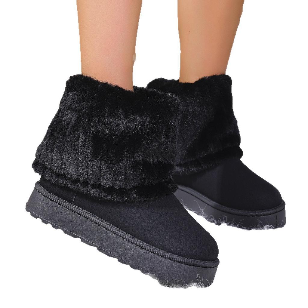 Women's Shearling Snow Boots Short Shaft,Flat Warm Winter Ankle Booties with Plush Fleece Lining,Cozy Casual Boots