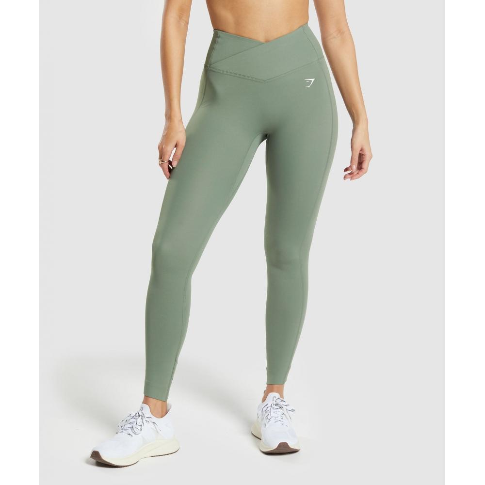 

GYMSHARK Crossover Leggings Unit Green B4A8U ECJF