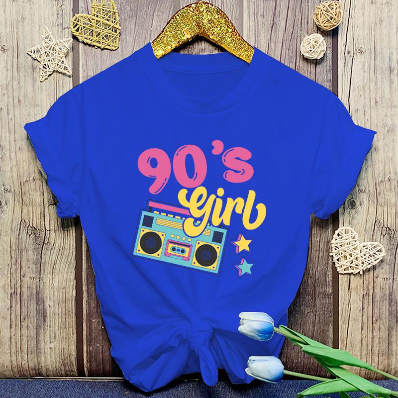 New Funny 90'S Girls Printed T-Shirts Fashion Women Short Sleeve Cool Summer Casual Tops 90'S Girls Female Shirt Tees