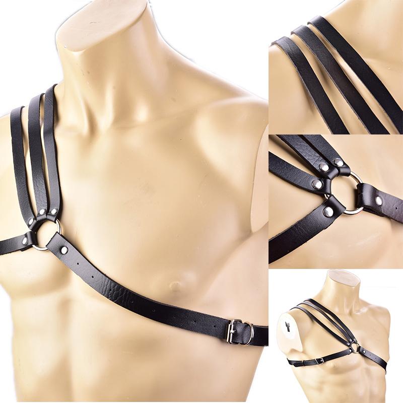 Men'S Faux Leather Lingerie Harness Bondage Erotic Rivet Chest Belts Adjustable