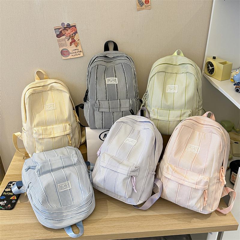 Plaid Schoolbag Women's Backpack Junior High School Students Campus Backpack