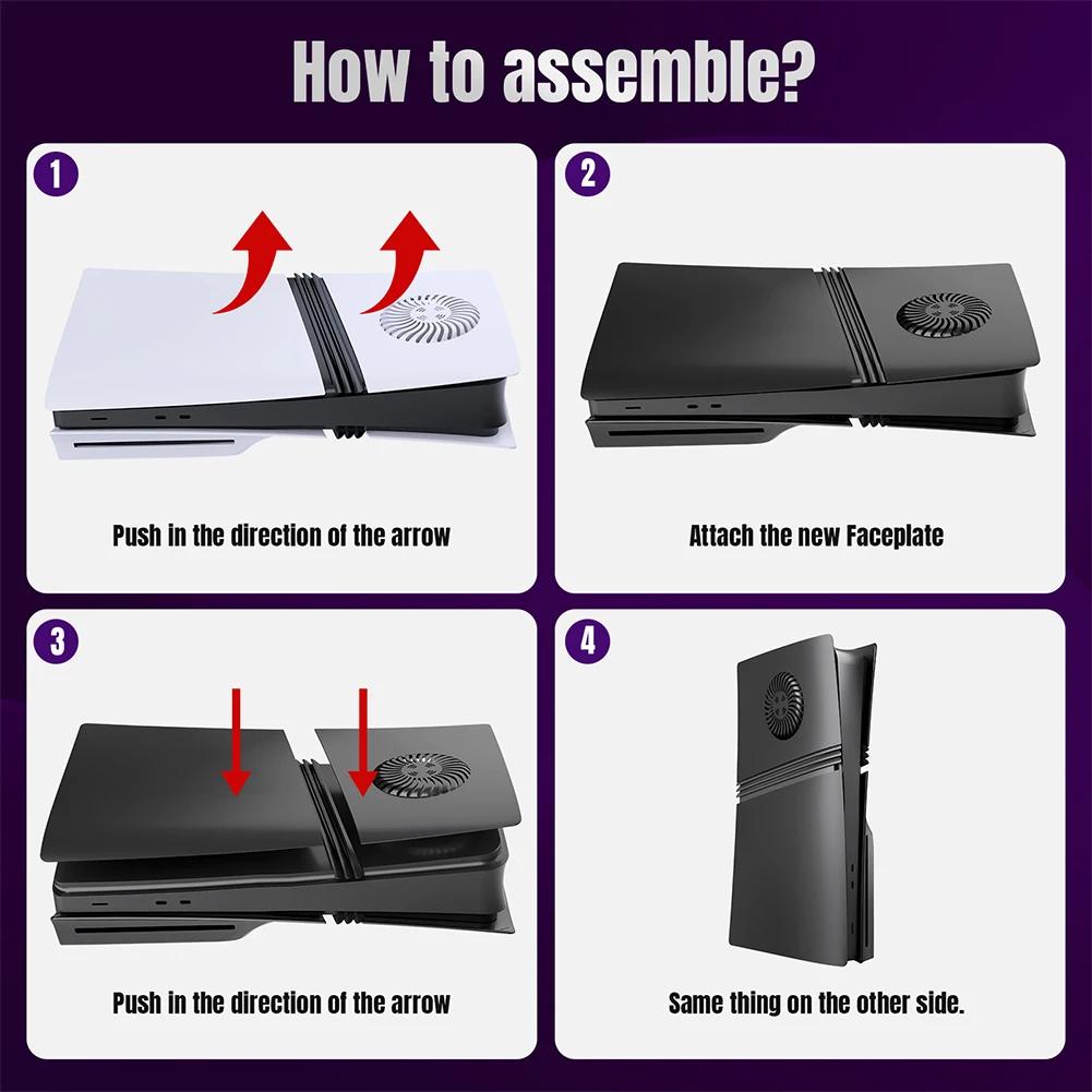 Face Plate Console Cover ABS Hard Case Anti-Scratch Side Plate Shell Shockproof Hard Shell Skin for PS5 Pro Disc/Digital Edition