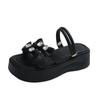 Premium sandals women's summer 2025 new muffin heel shoes fairy wind thick sole two wear sandals soft sole half drag