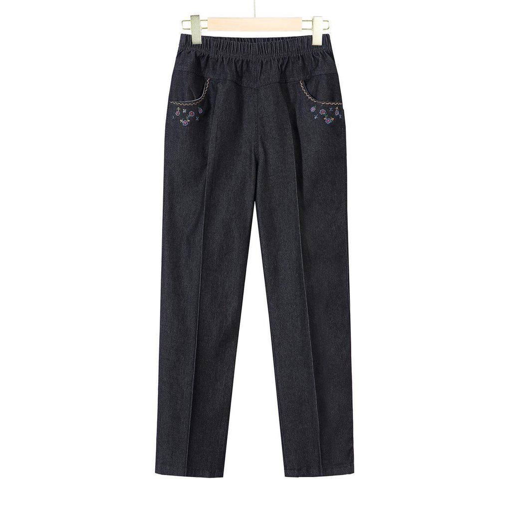 High-Waisted Straight Summer Jeans for Middle-Aged & Elderly Women - Casual Grandma Pants