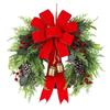 Bowknot Christmas Wreath Bell Hanging Wreath Decoration Artificial Berry Wreath  Mantelpiece Decor