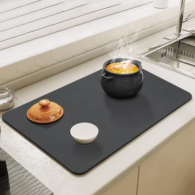Kitchen Drain Mats Super Absorbent Coffee Mat Solid Color Draining Placemat Non-slipTableware Dish Drying Mat Home Decor