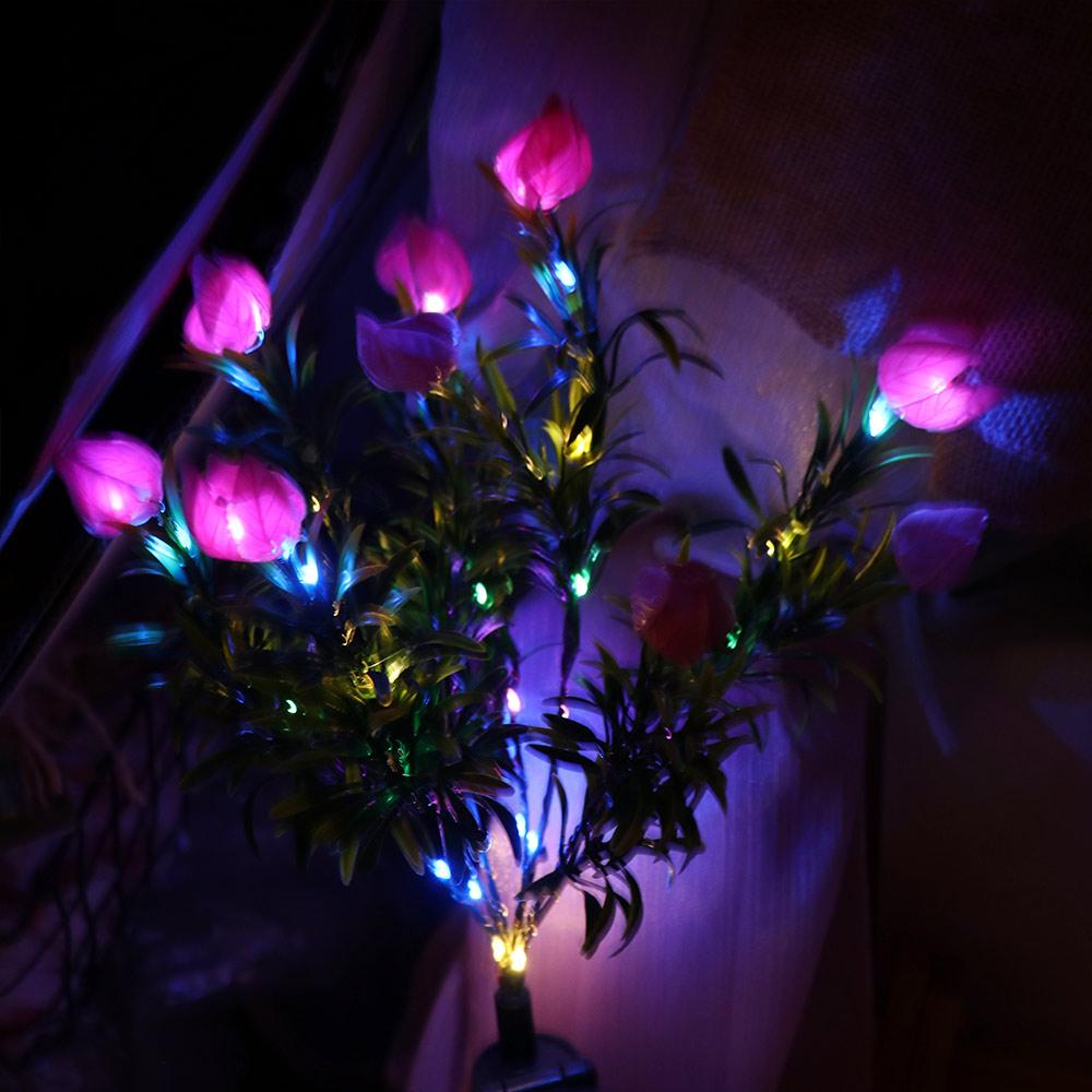 Gardenia Flower Solar Artificial Flower Light 42LED Realistic Outdoor Solar Garden Light Multi-Color Changing Colorful Light