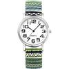 Bohemian Women's Quartz Watch with Elastic Band, Arabic Numerals, Waterproof, Colorful Ethnic Design