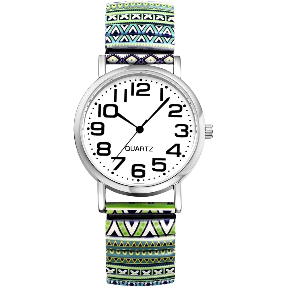 Bohemian Women s Quartz Watch with Elastic Band, Arabic Numerals, Waterproof, Colorful Ethnic Design