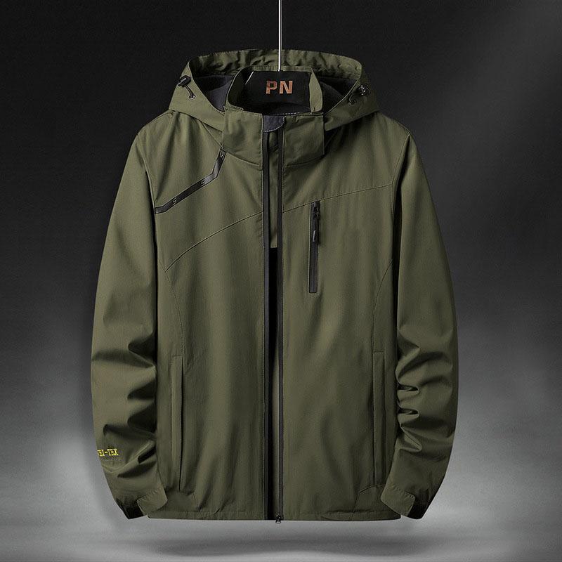 

Водонепроникна куртка Відкрита вітровка Чоловіче вітрозахисне непромокальне пальто великого розміру Чоловічий одяг Jaqueta Masculina 6XL темно-зелений колір