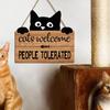 Natural Wood Cats Greeting Sign Pet Welcome Sign Plaque Wall Hanging Decoration Perfect For Pet Lover And Warm Space