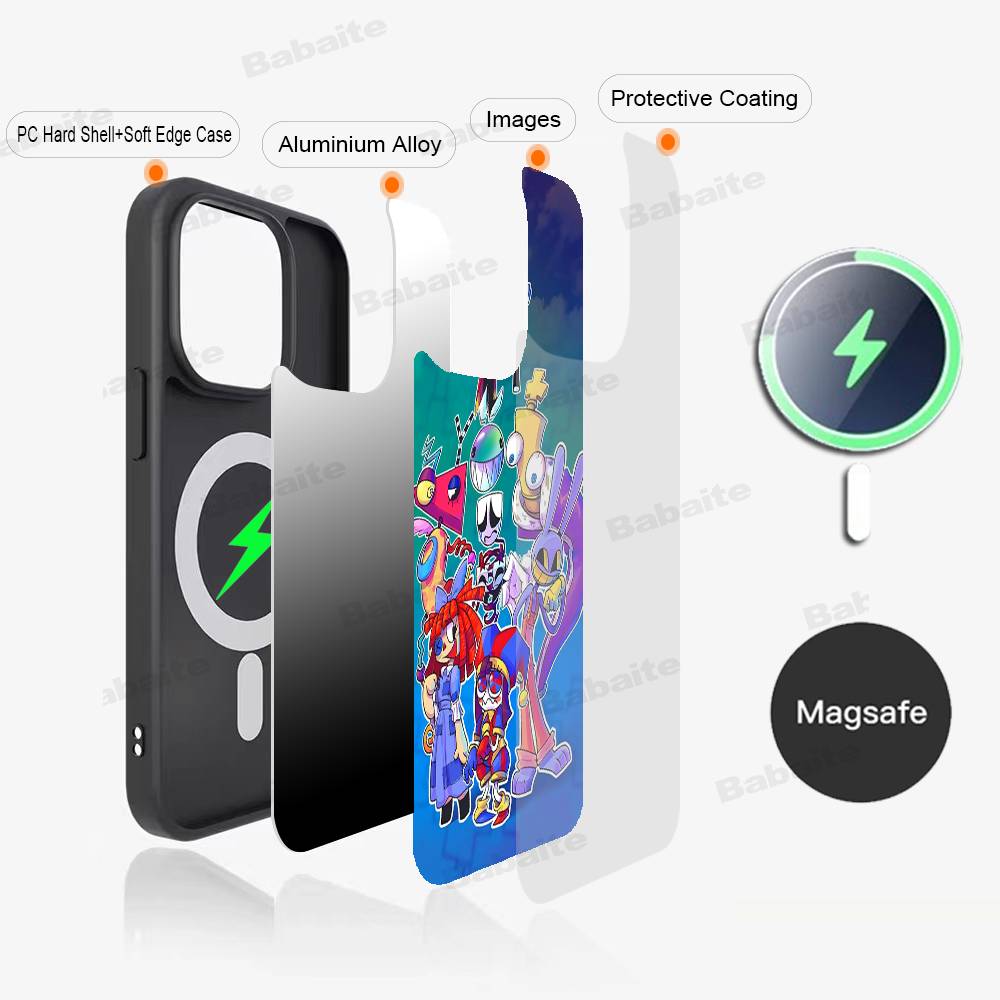 Erstaunliche Digitaler Zirkus Handyhülle Magnetische Hülle Für IPhone 16 14 13 12 11 15 Pro Max Plus Für Magsafe Kabelloses Lade Cover