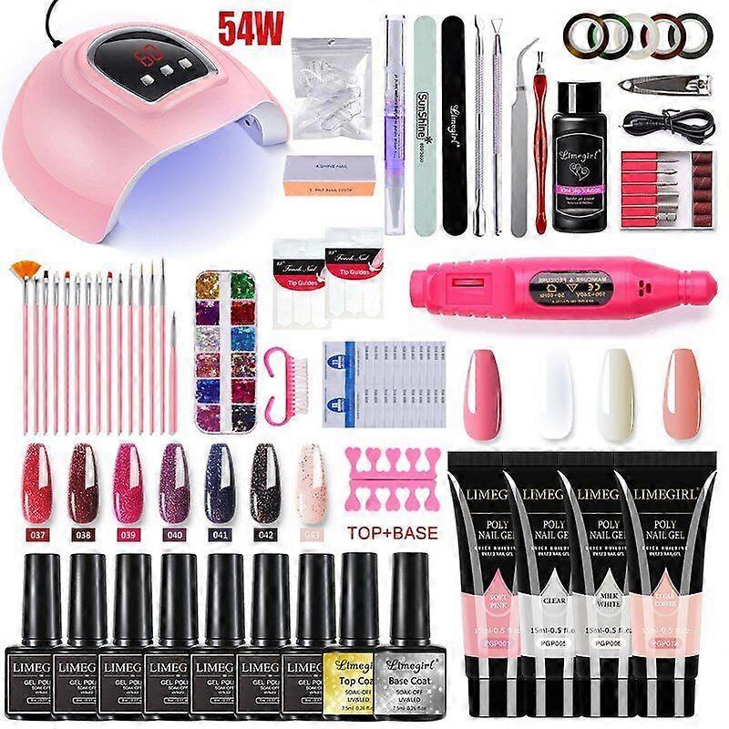 Poly Nail Gel Set for Nail Extensions Gel Nail Polish Set With LED Nail Dryer Manicure Set Kit 10