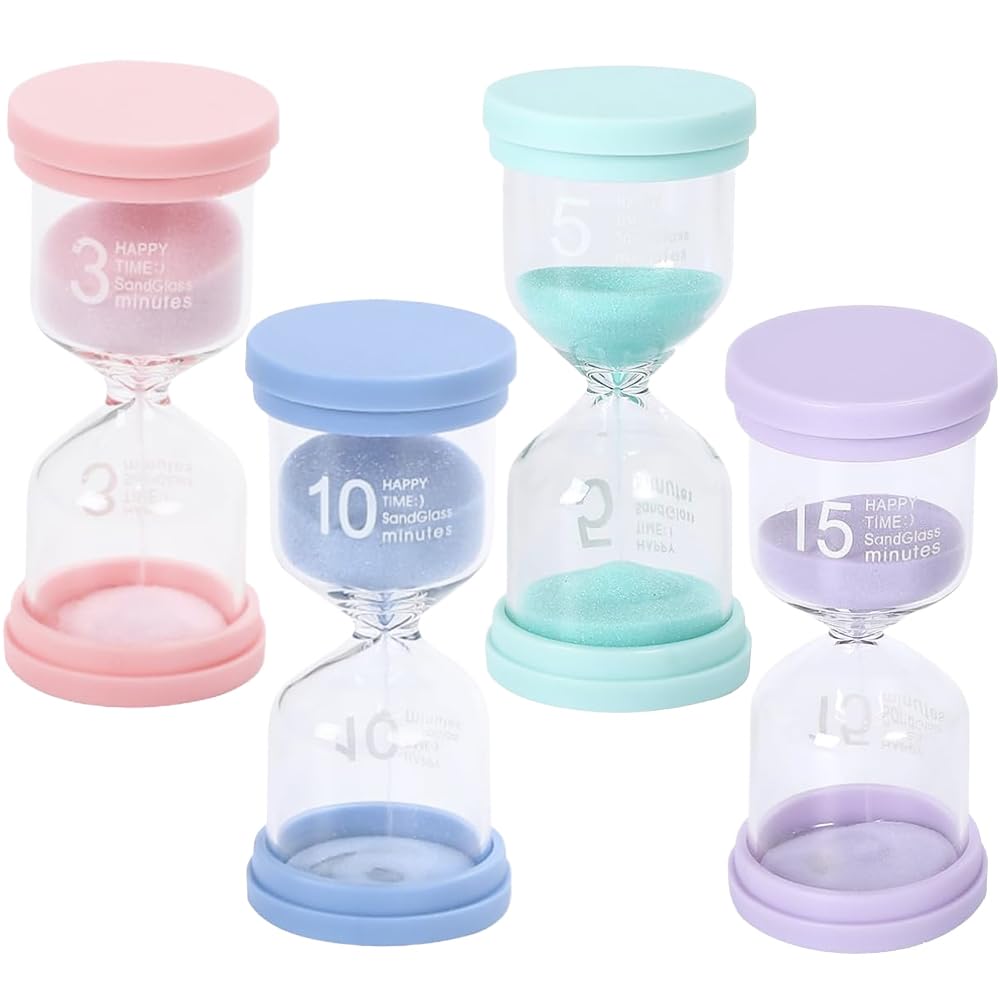 Ailunate Hourglass 4-piece Set 3 minutes 5 10 15 Sand Timer Children Study Waterproof Gift Kitchen Sauna Educational Interior