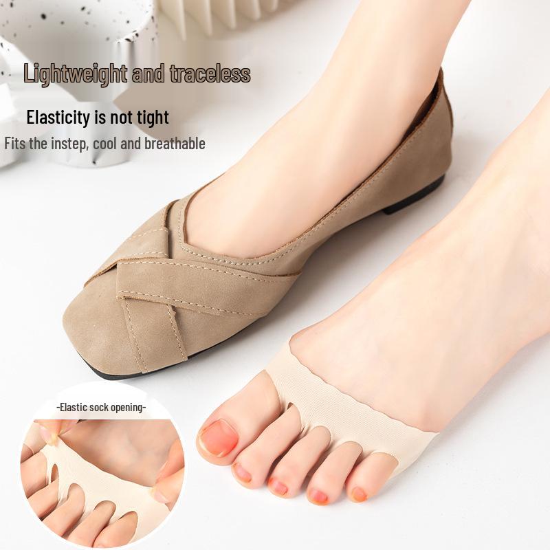 New Women's Breathable Half-Palm Five-Finger Toe Socks - Invisible Pads