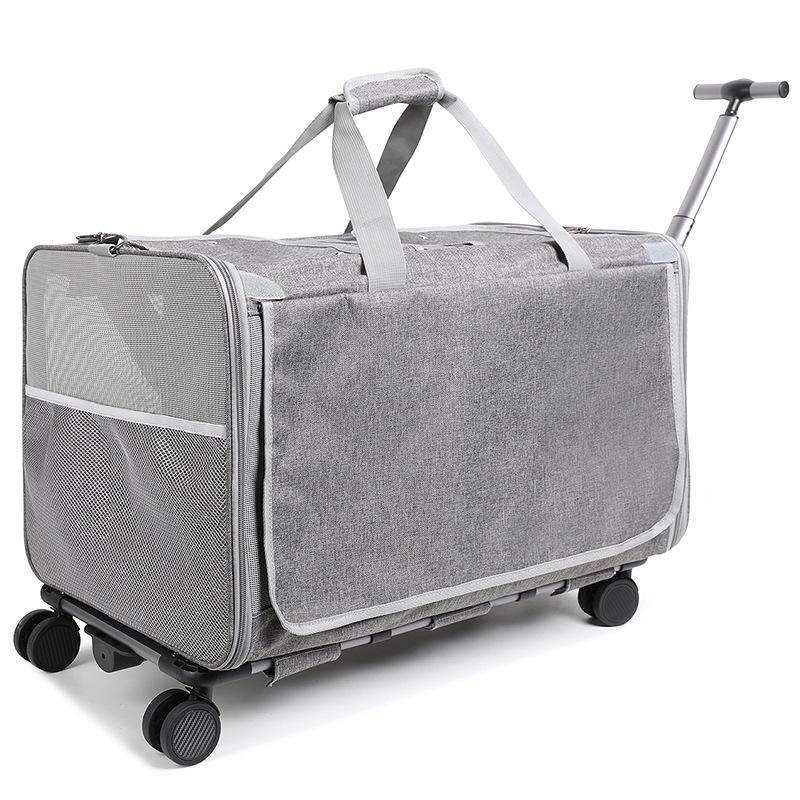 

2-in-1 Foldable Pet Stroller with Retractable Handle Multi-Functional Travel Carrier for Small Dogs & Cats Outdoor Pet Trolley 60x32x43cm серый