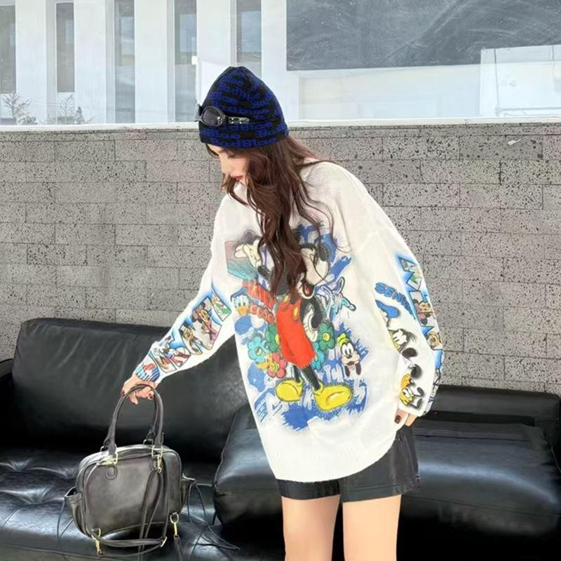 Sweet Cartoon Knit Sweater: Women's Plus Size, Long Sleeve, Korean College Style for Autumn/Winter