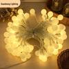 LED Frosted White Ball String Lights - Waterproof Outdoor Christmas Decoration with Battery Box and Plug-In Star Lights