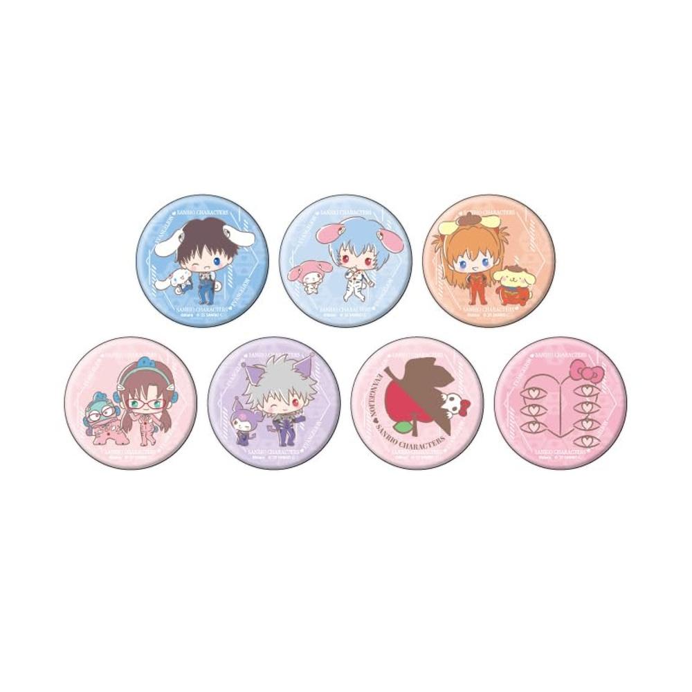 Evangelion x Sanrio Characters 01 [Collaboration Illustration] Can Badge Complete Set 7 Pieces BOX